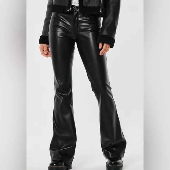 Hollister High-Rise Vegan Leather Flare Pants - Picture 1 of 5